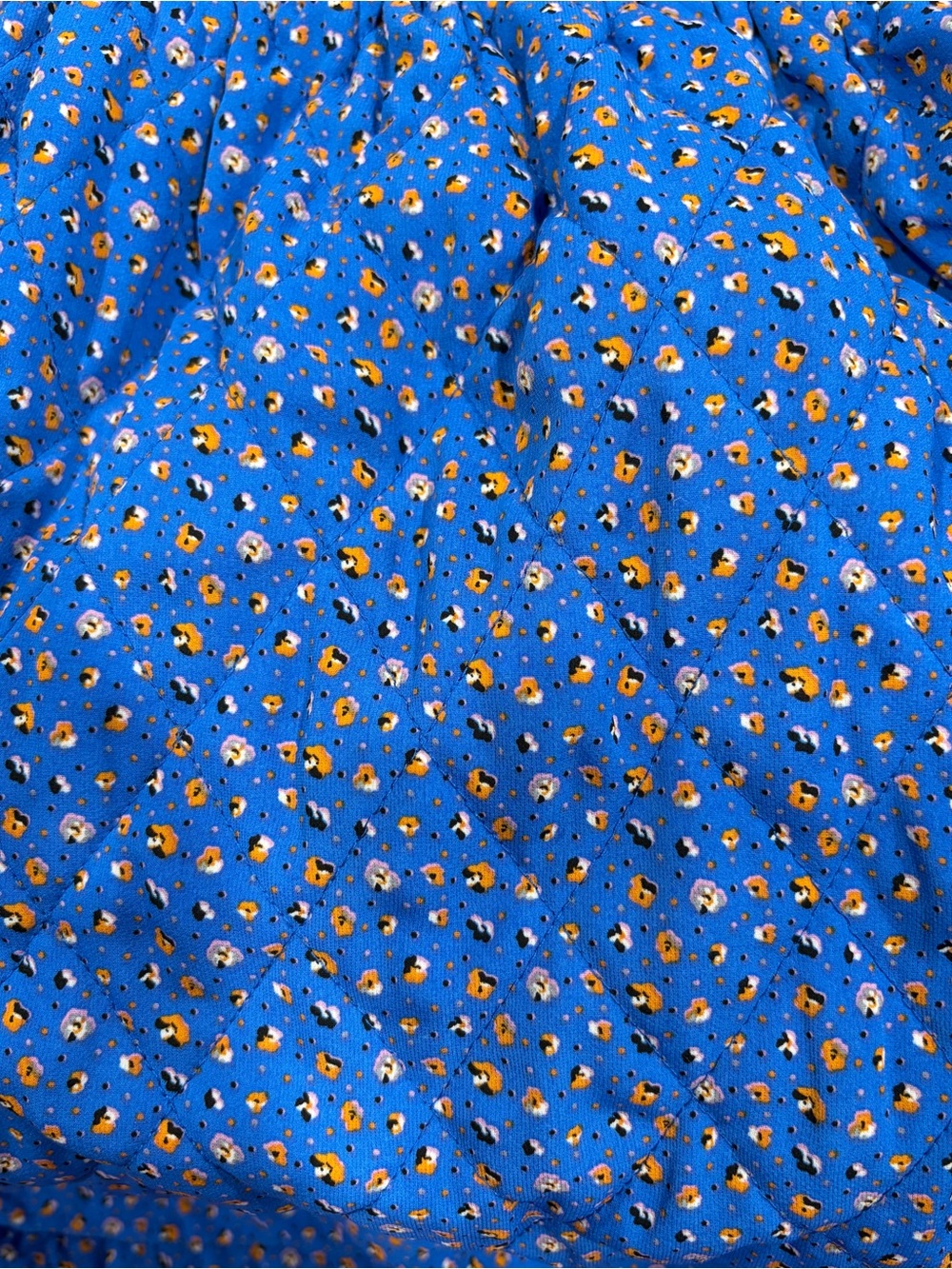 Blue Puff Sleeve Floral Quilted Mini Dress - Picture 6 of 7